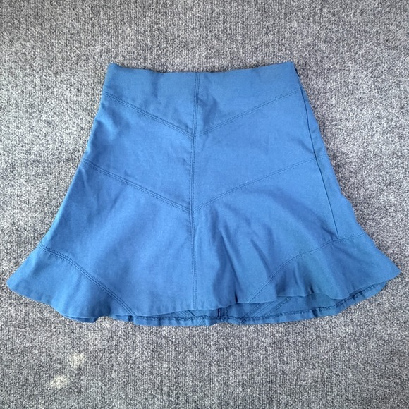 Ann Taylor Dresses & Skirts - Ann Taylor LOFT Mini A Line‎ Skirt Womens 2 Blue Stretch Ruffle Detail Casual